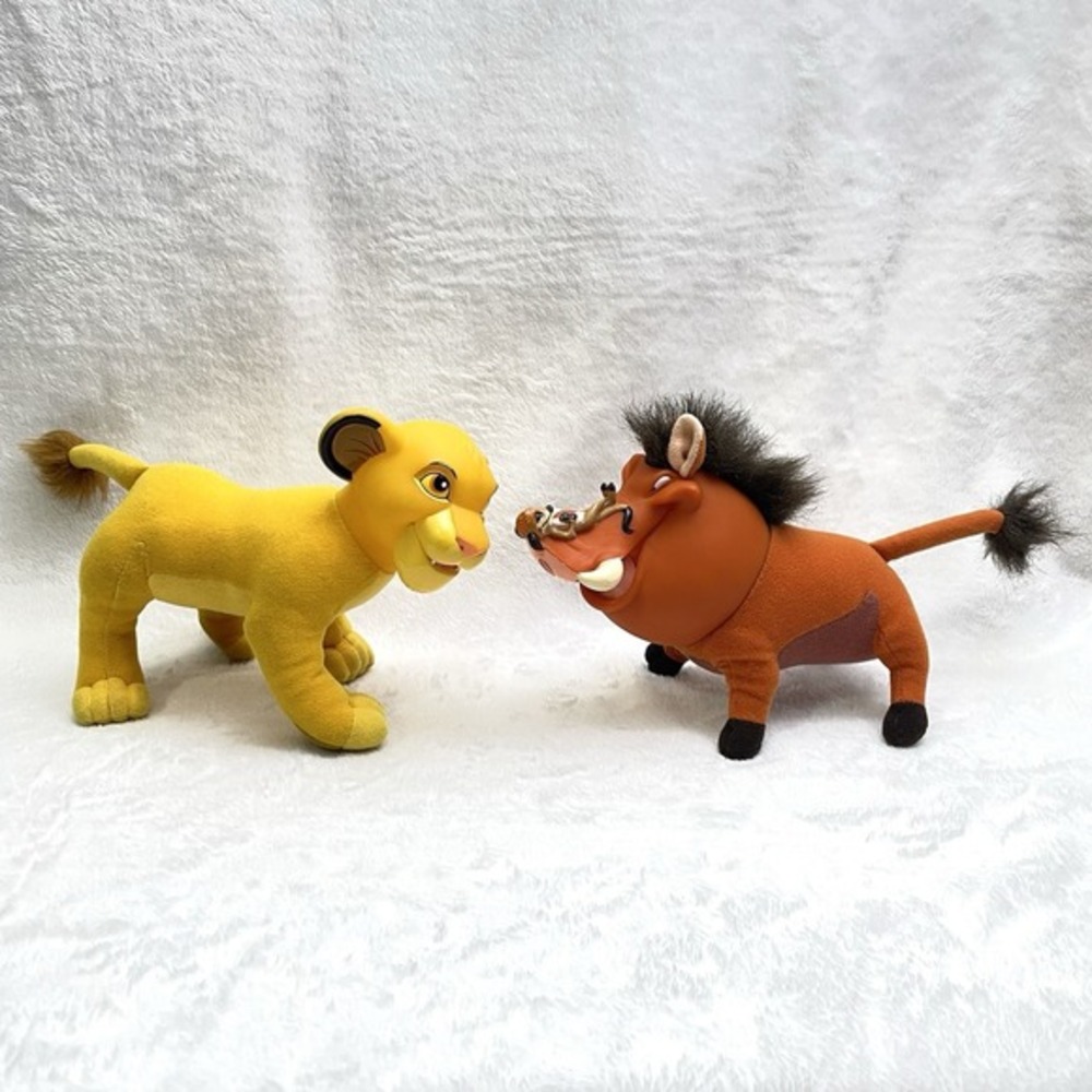 Set Of 2 Disney's The Lion King Simba Pumbaa Timon Vinyl Face Plush Applause 8"